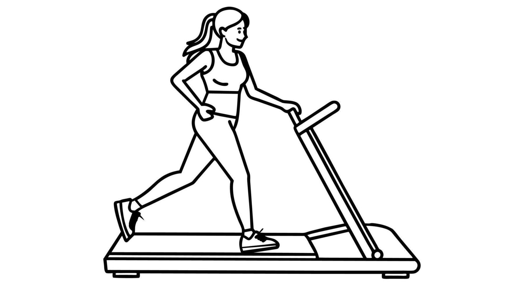 Vibrant Vector Art of Women on a Treadmill