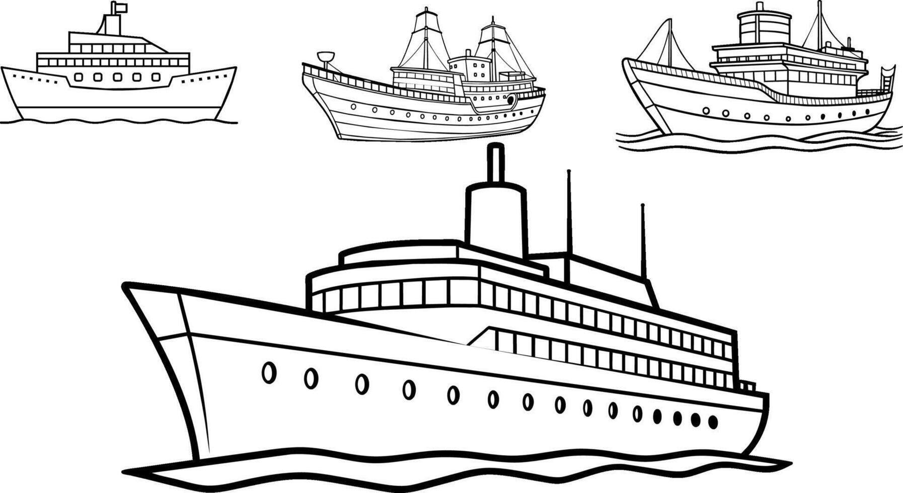 Ship Line Art Vector Nautical Elegance for Your Design Projects