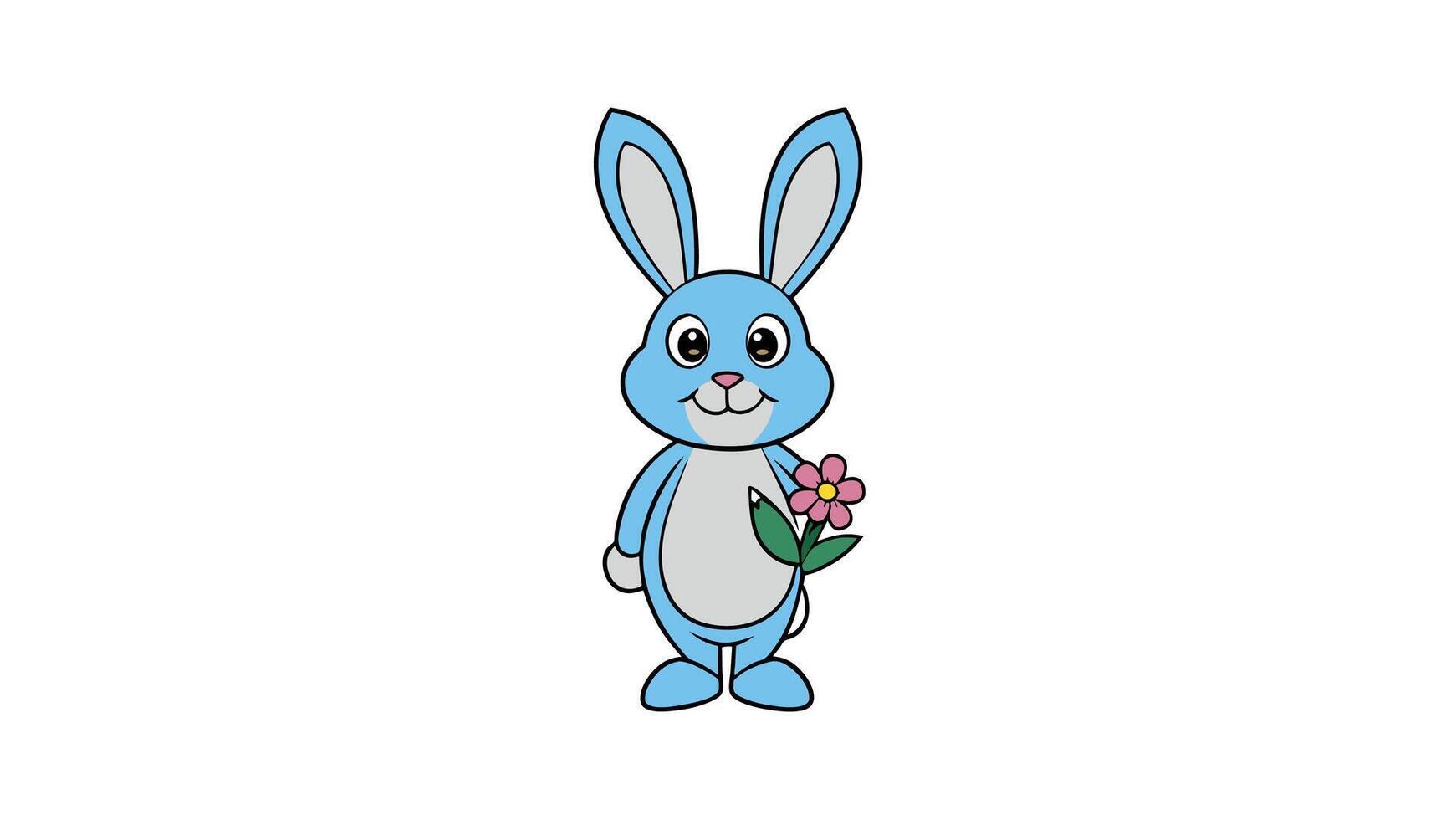 Easter Rabbit Holding Flower Charming Vector Illustration for Festive Designs