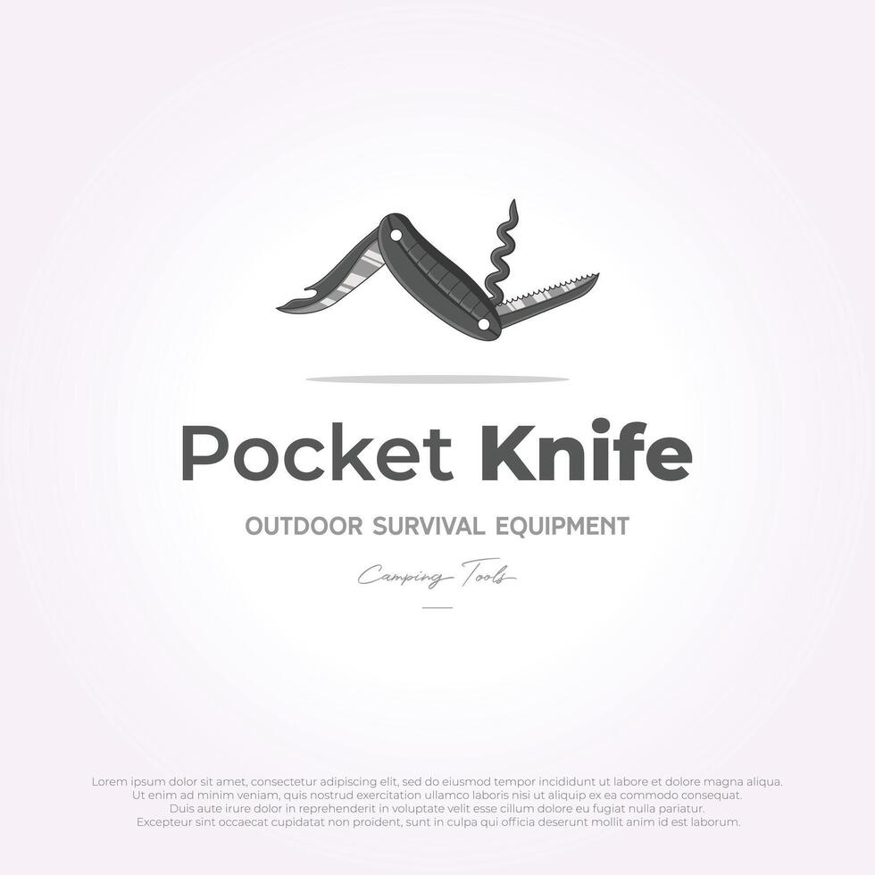 flat pocket knife camping logo icon survival vector swiss army illustration
