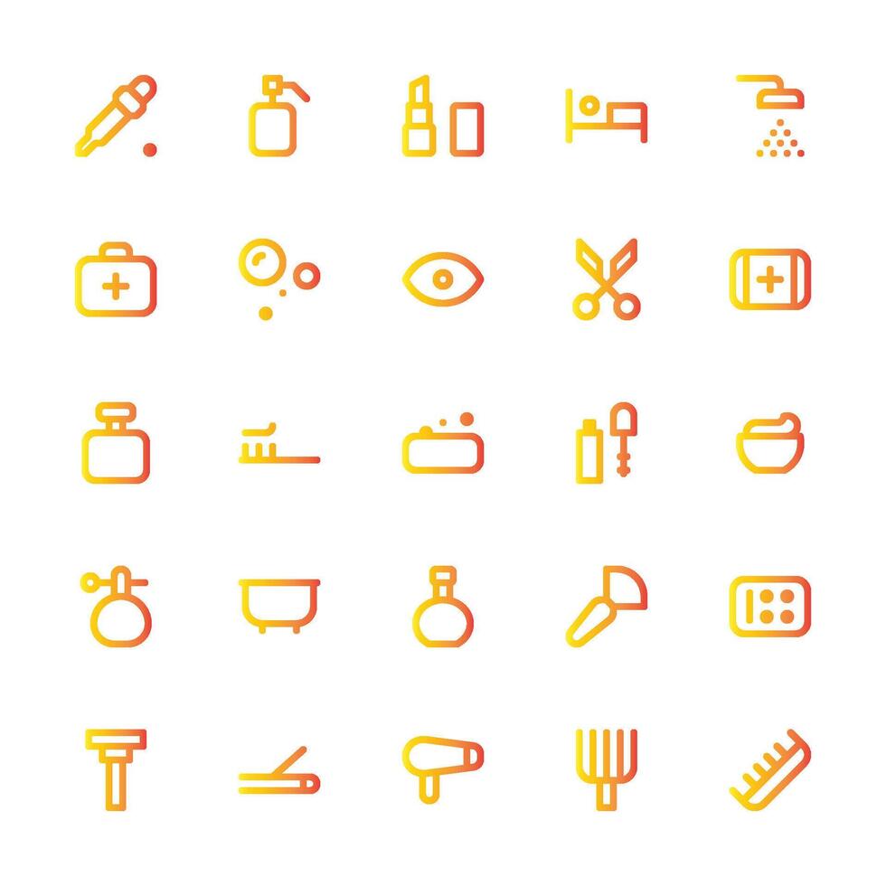 Personal Care Icon Set - Outline Gradient vector