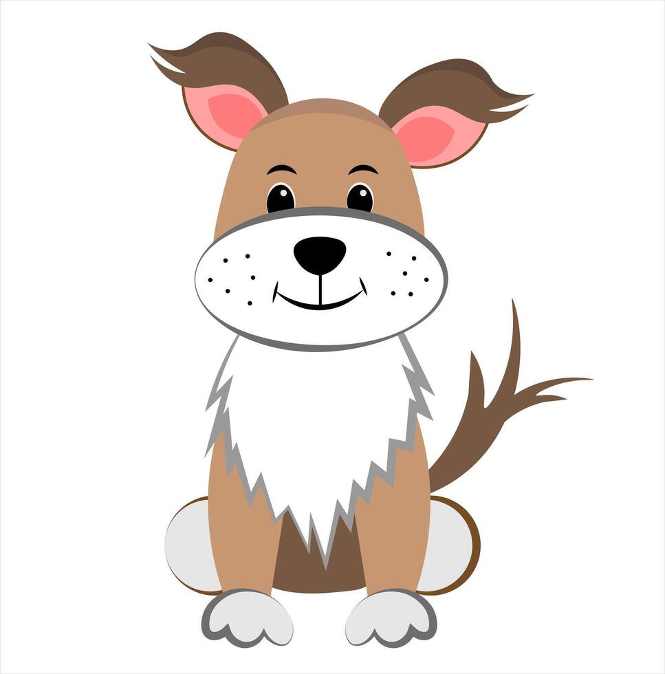 Dog on white background. Little cute puppy vector