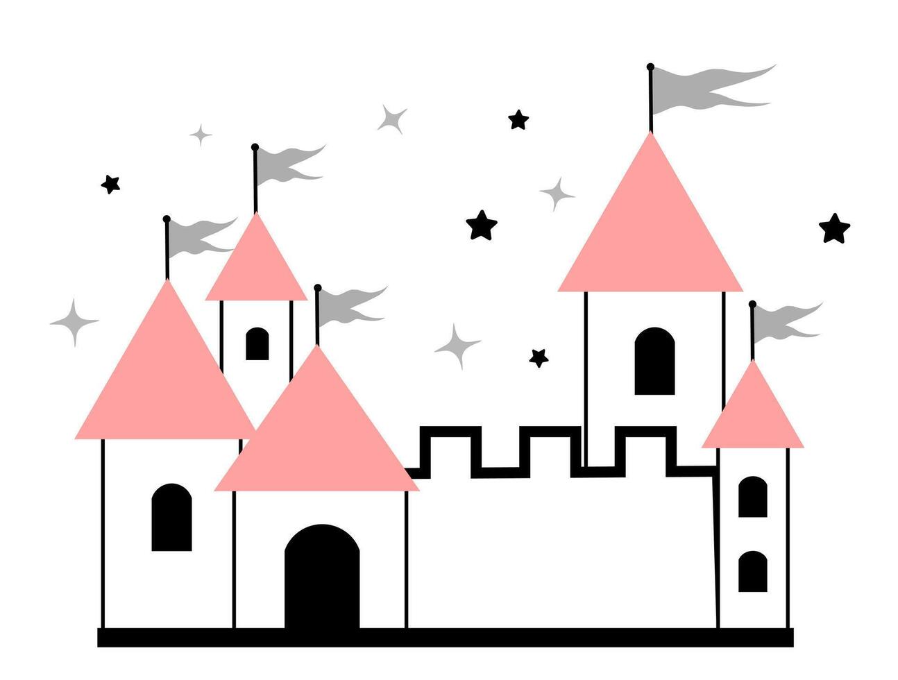 Castle on a white background. Doodle vector