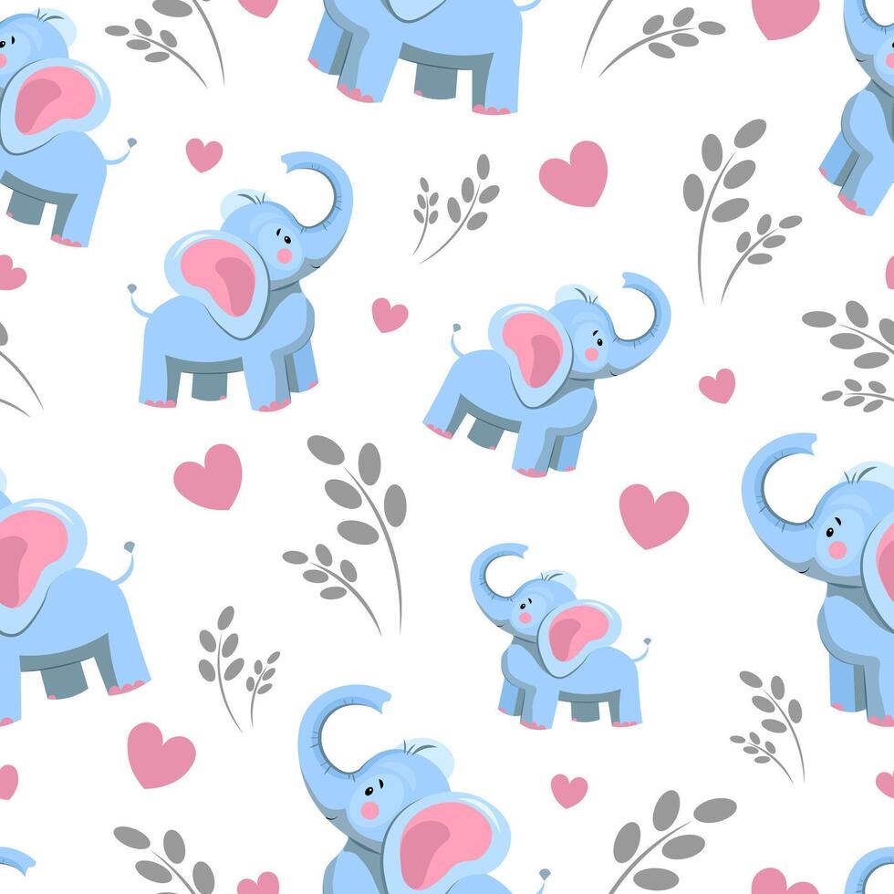 Seamless pattern with elephants on a white background vector