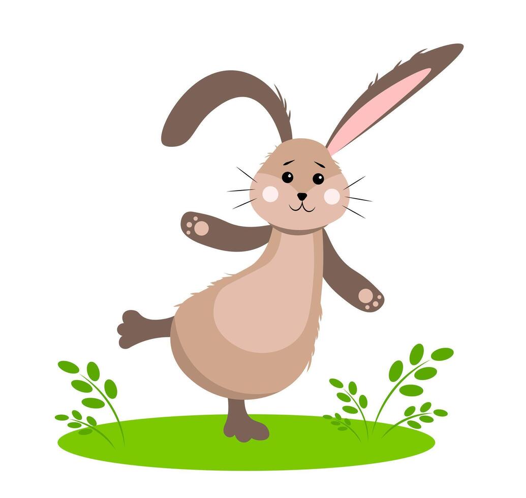 Rabbit on a green lawn. vector