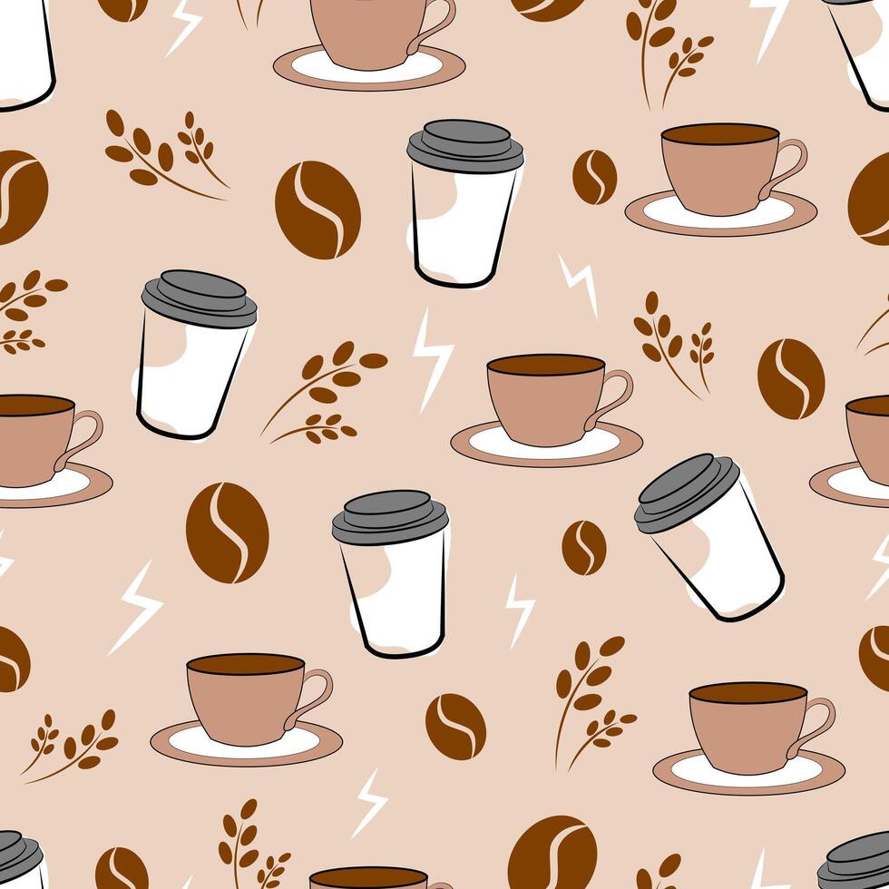 Seamless pattern with cups of coffee vector