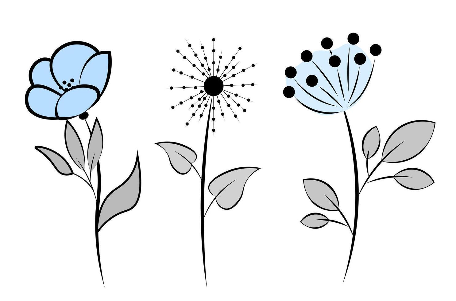 Flowers on a white background. Doodle vector