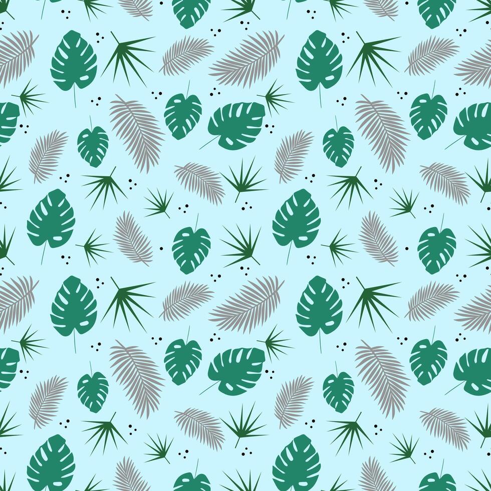 Seamless pattern with palm branches and monstera vector