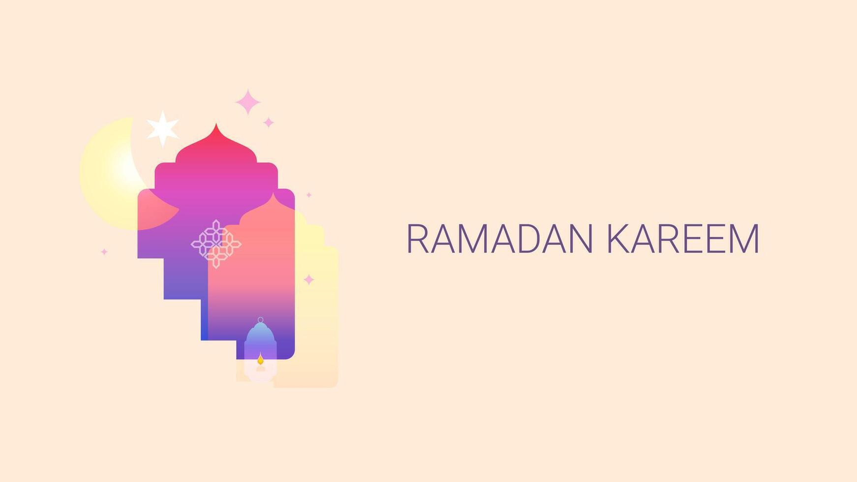 Ramadan Kareem poster. Islamic card, poster, banner template. Modern design with gradient. Vector