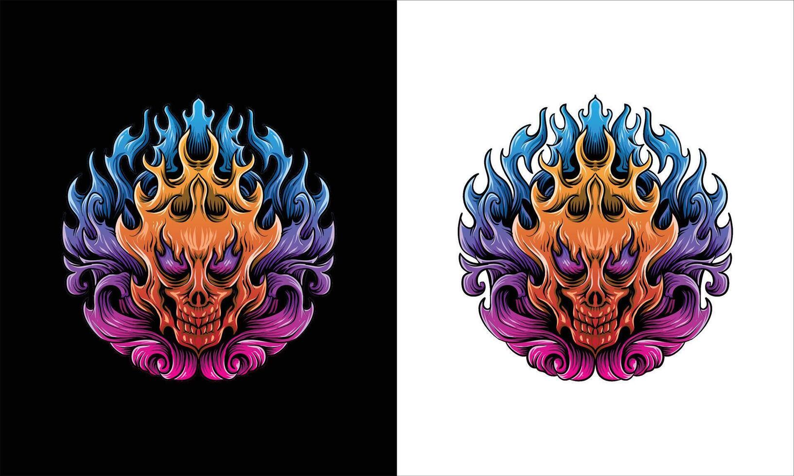 fire skull vector illustration