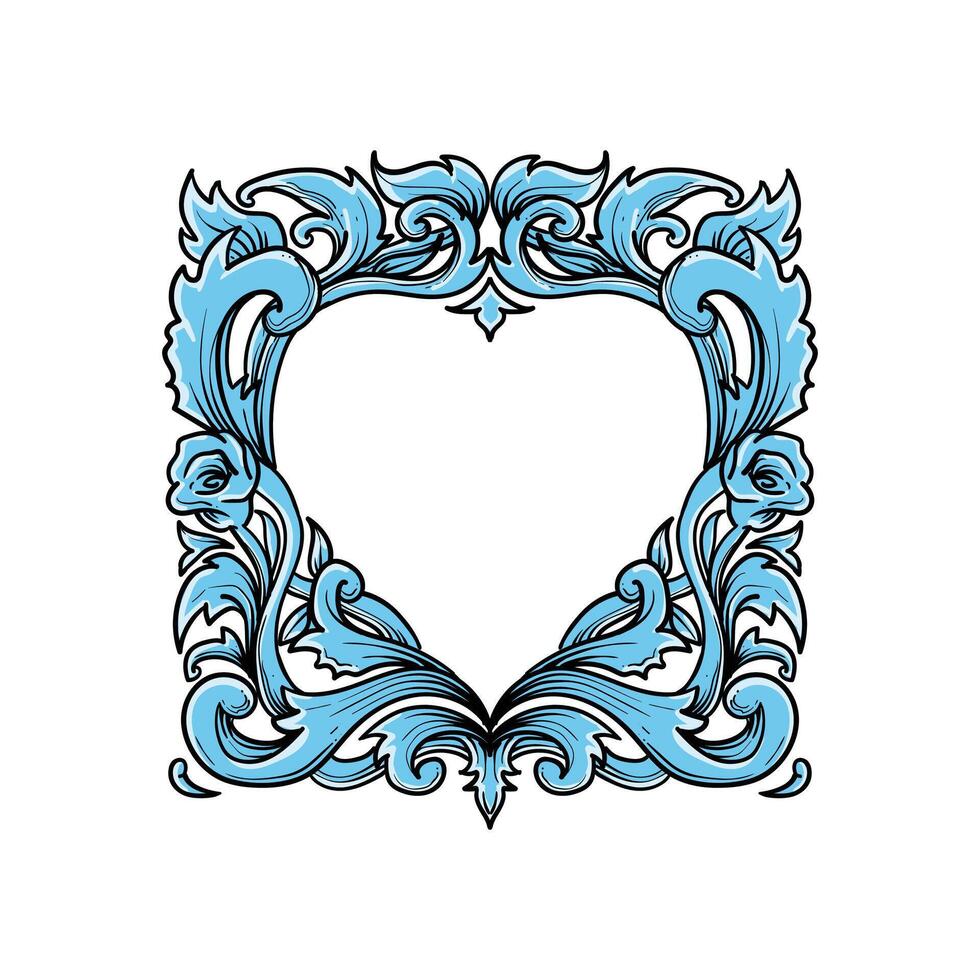 blue heart frame vector