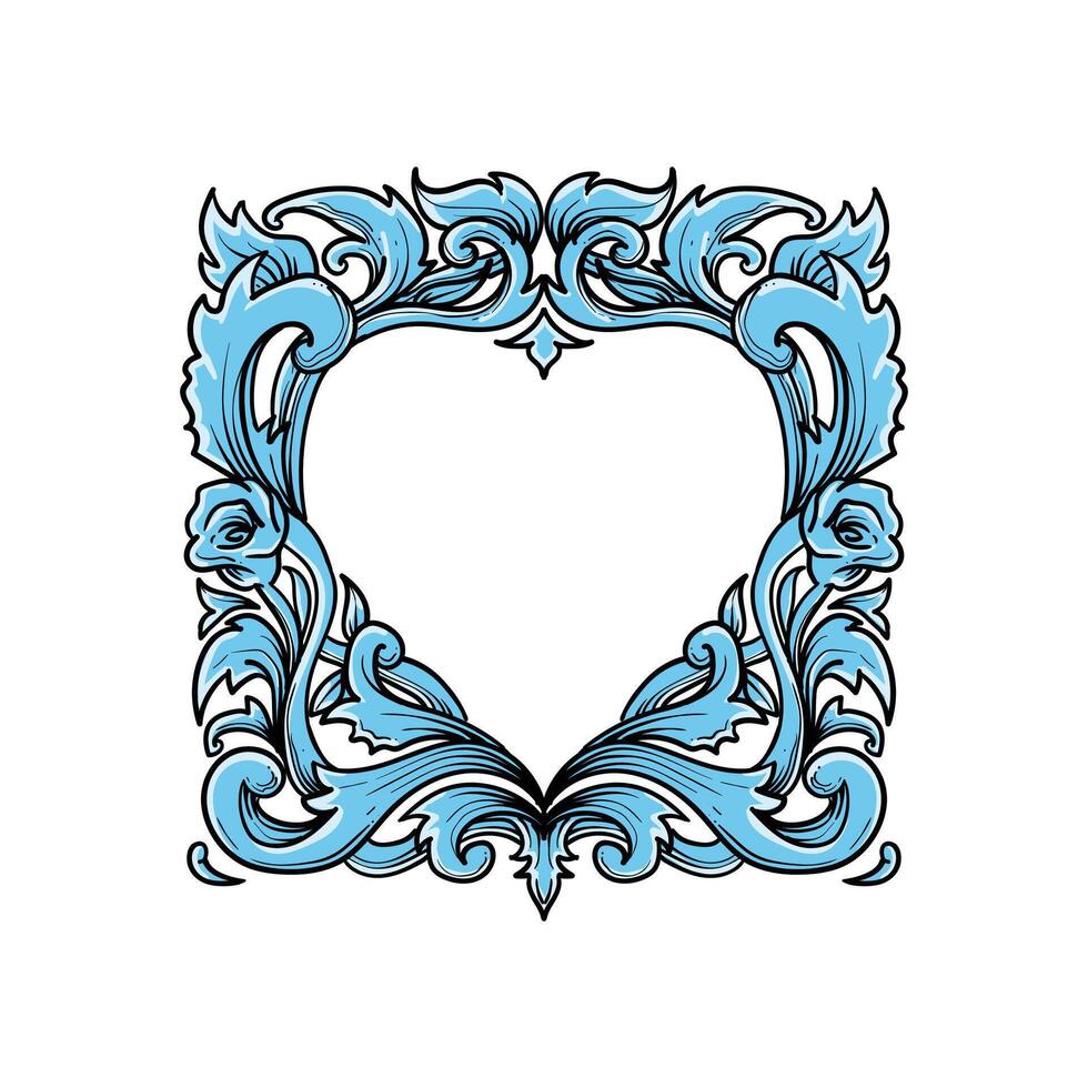 blue heart frame vector