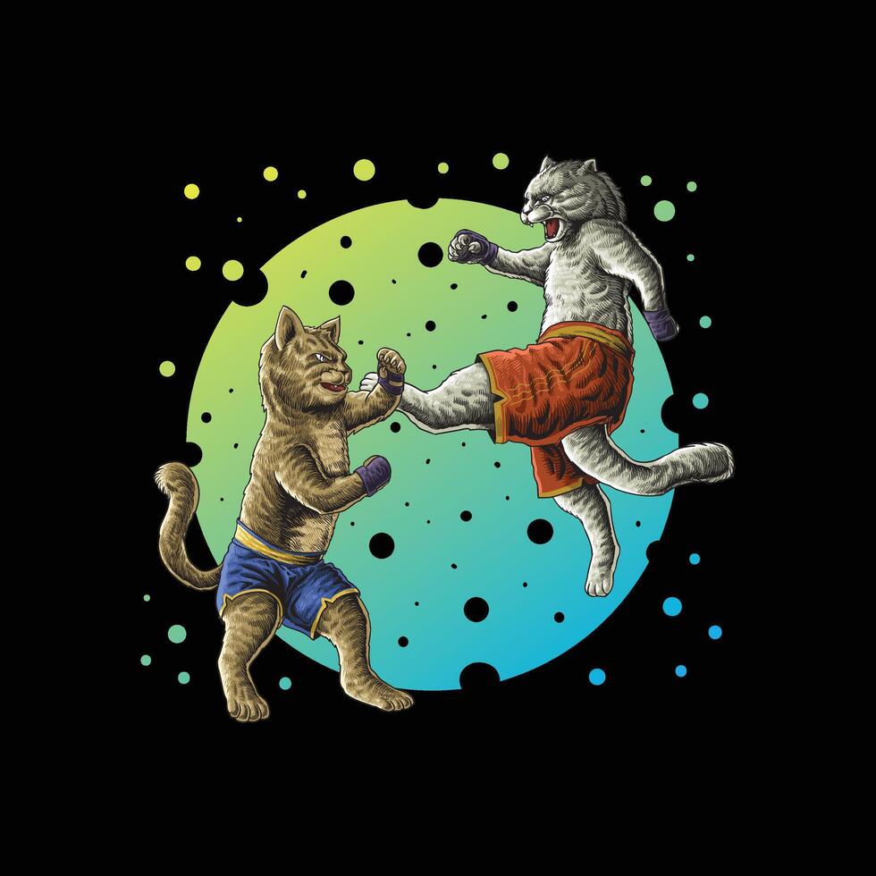 Cat fight vector illustration