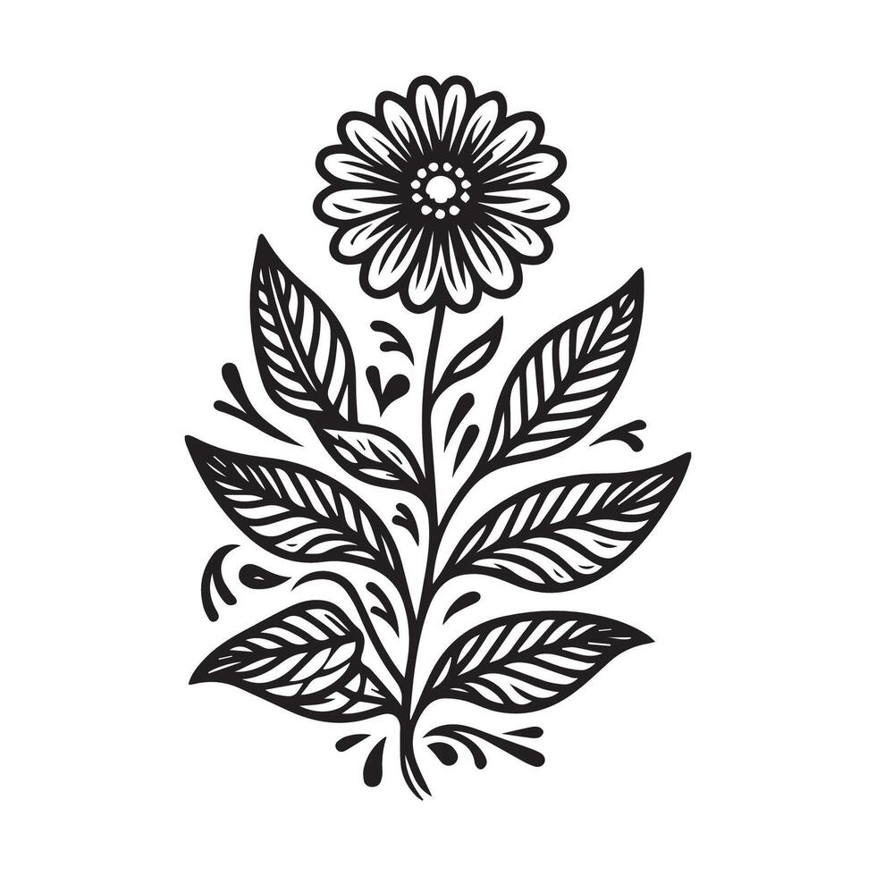 Hand drawn Hand drawn Coloring page flower line art illustration white background vector
