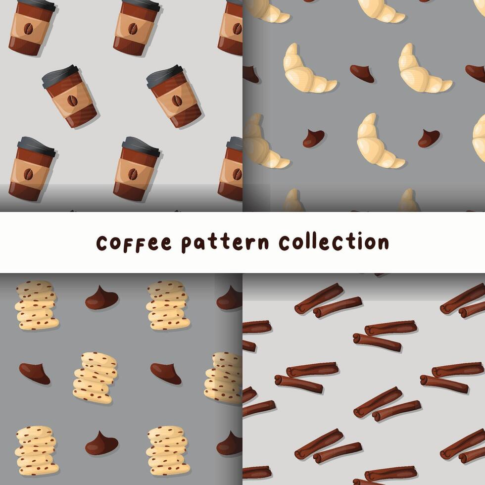 set vector coffee shop pattern illustration