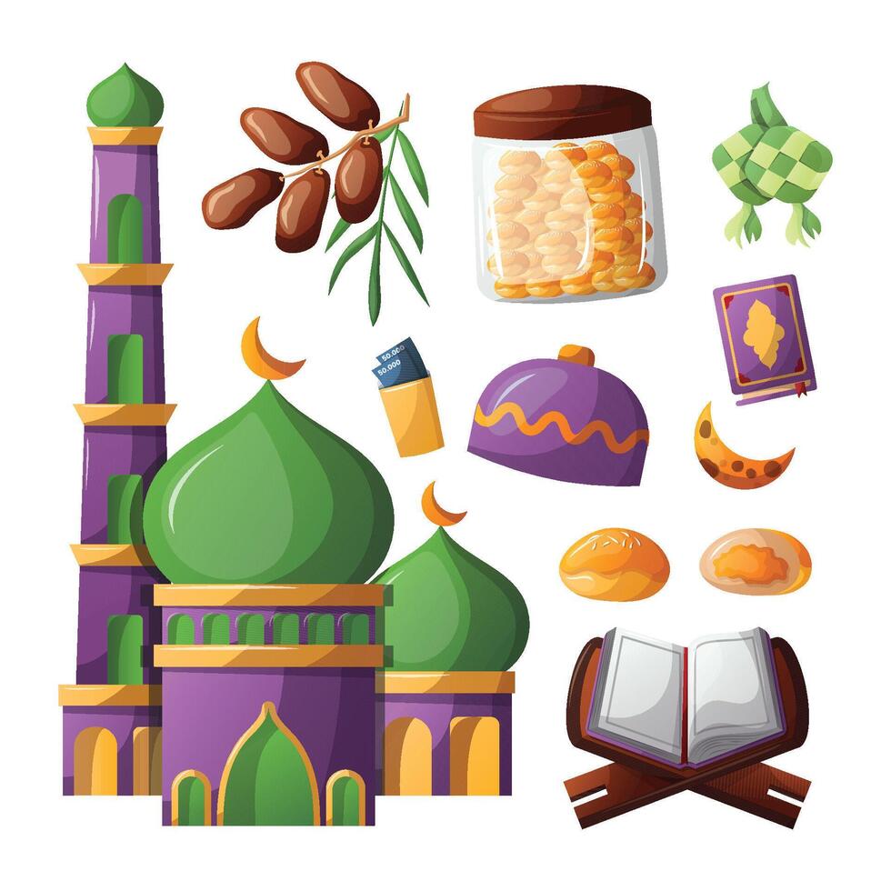 ramadhan islamic element set illustration vector