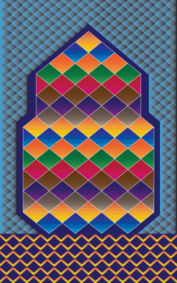islámico oración estera geométrico diseño en multicolor vector