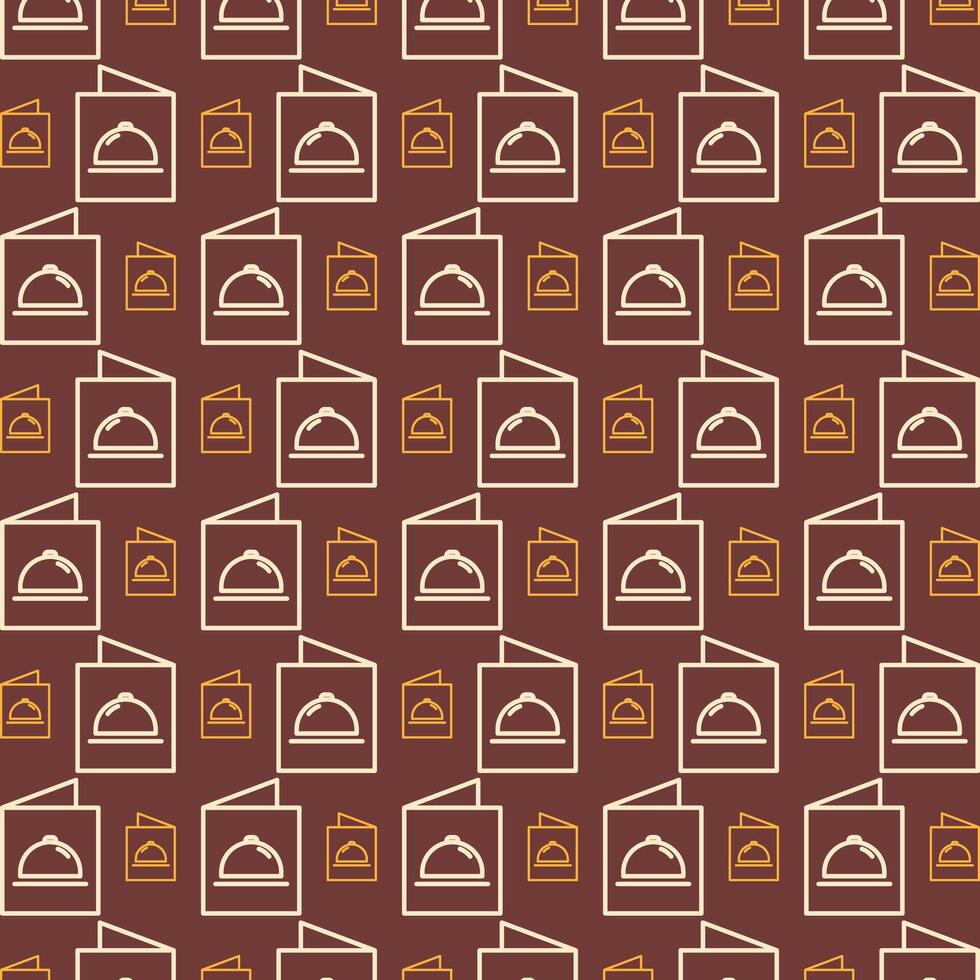 Menu flat icon repeating trendy pattern multicolor brown vector illustration background