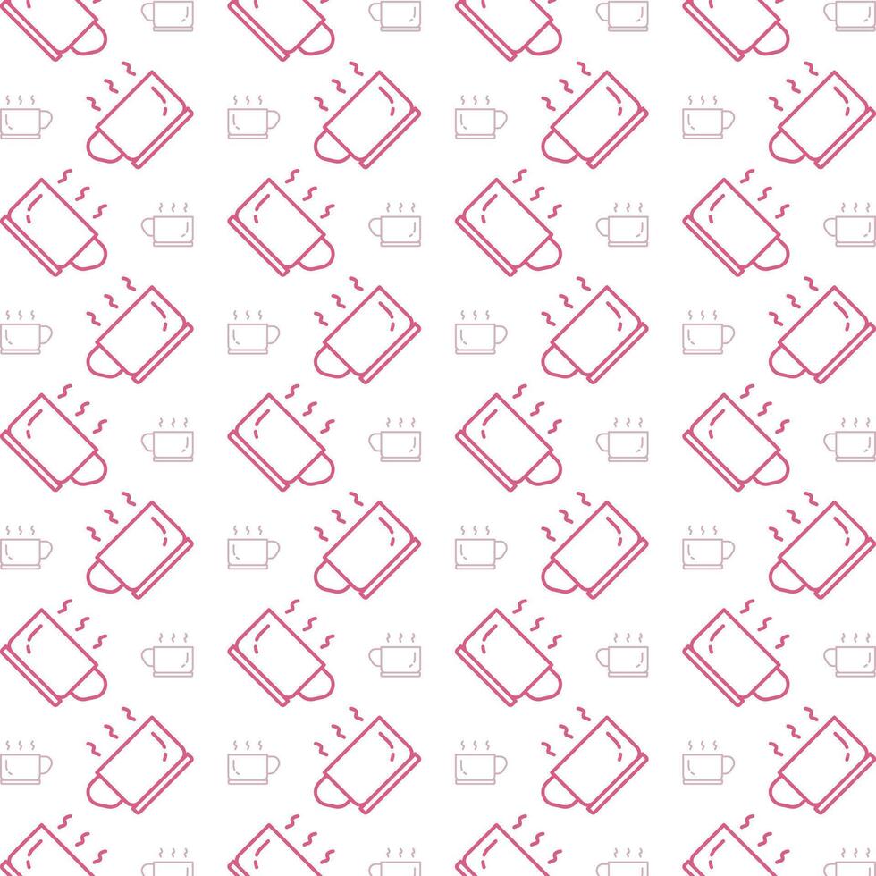 Hot drink delightful trendy red color repeating pattern vector illustration background