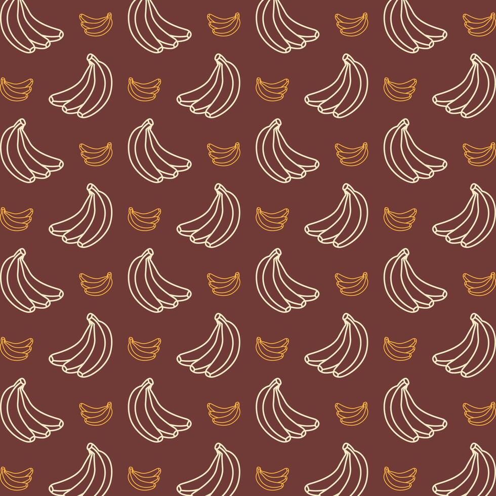 Fruit banana flat icon repeating trendy pattern multicolor brown vector illustration background