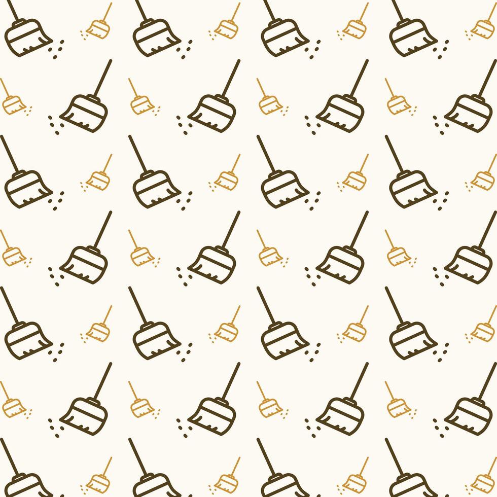 Broom multicolor trendy golden repeating pattern vector illustration background