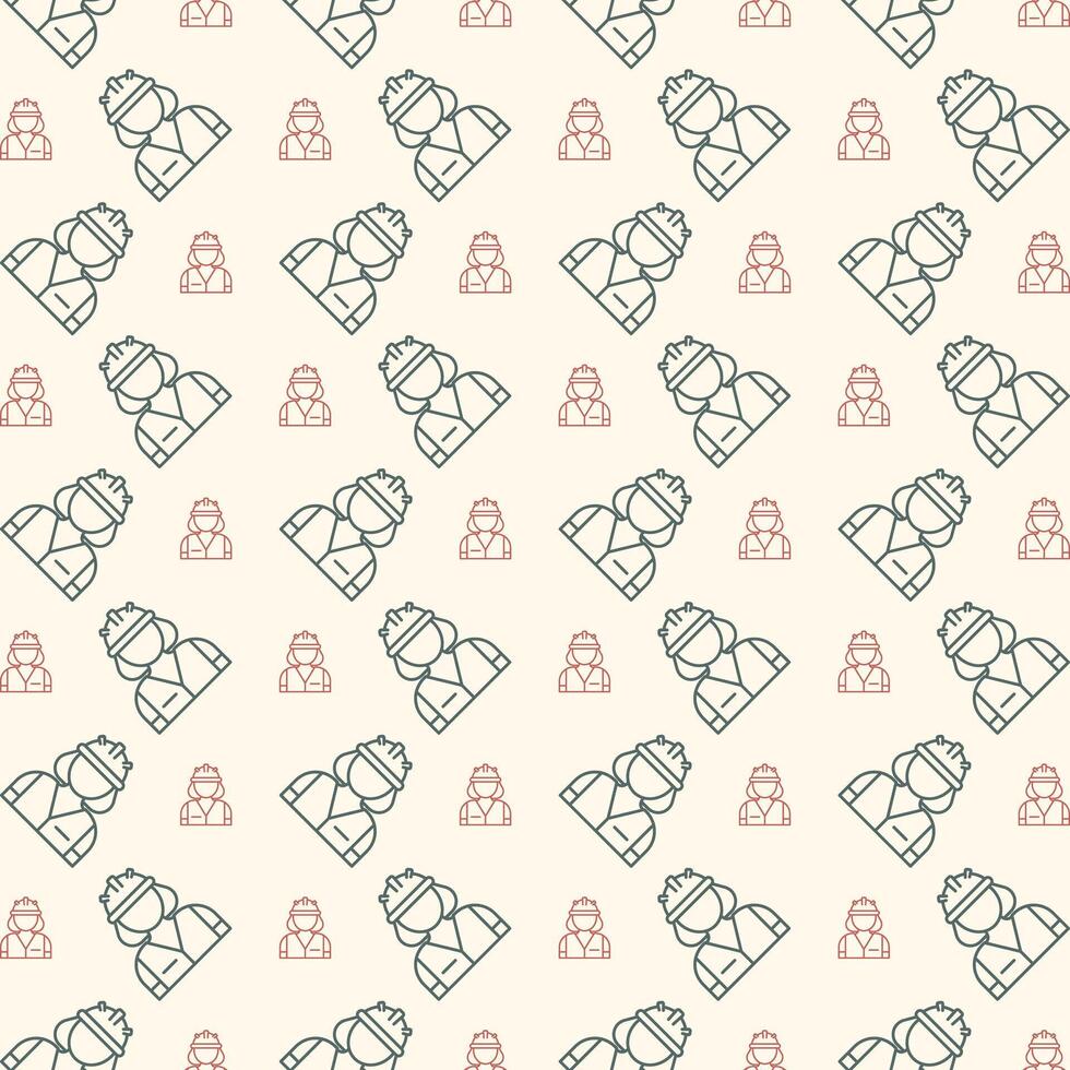Construction worker delightful trendy colorful repeating pattern vector illustration background