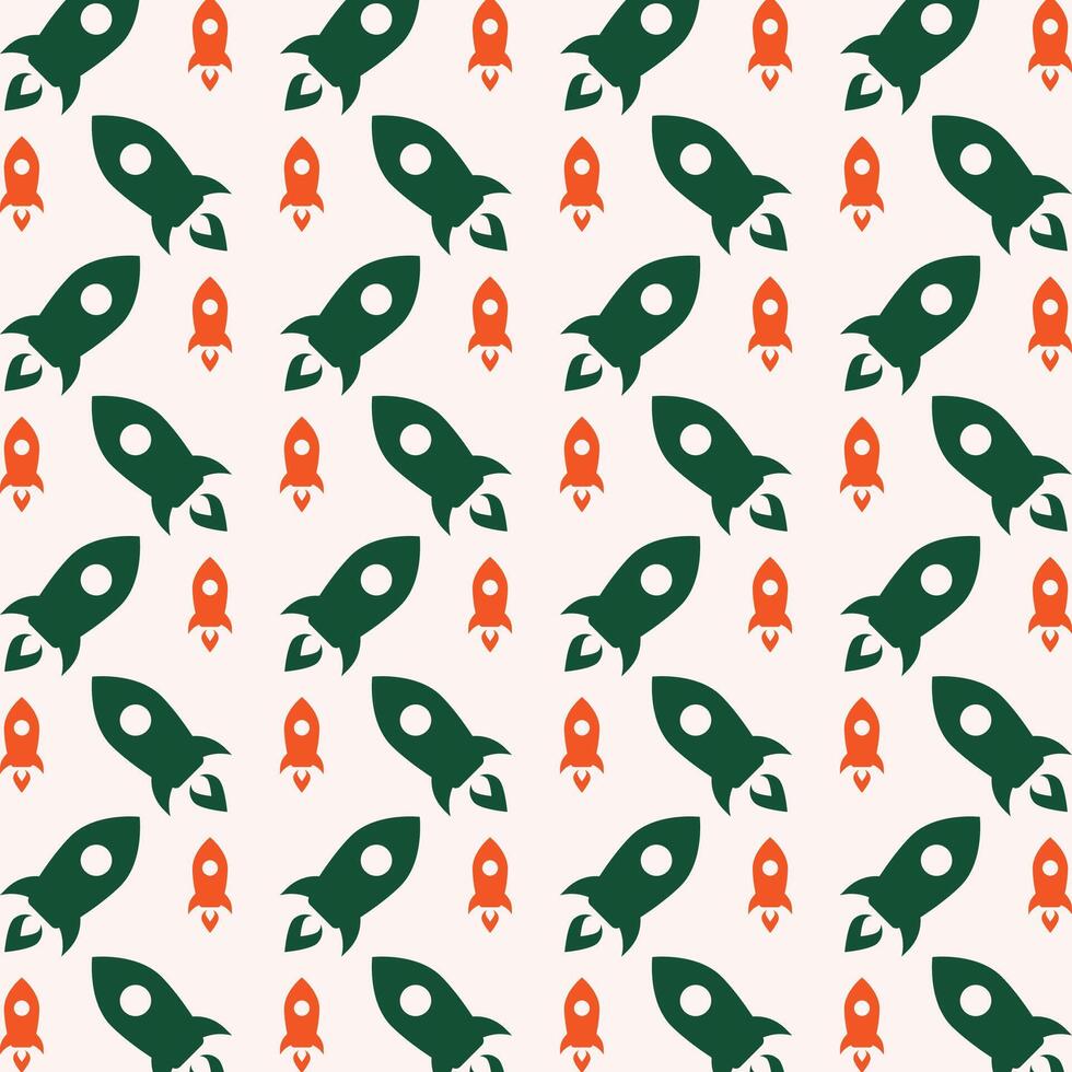 Rocket adorable trendy multicolor repeating pattern vector illustration background