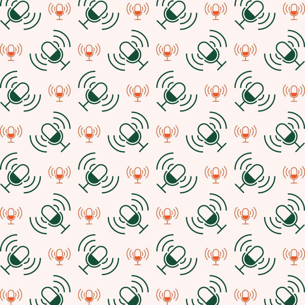 Podcast adorable trendy multicolor repeating pattern vector illustration background
