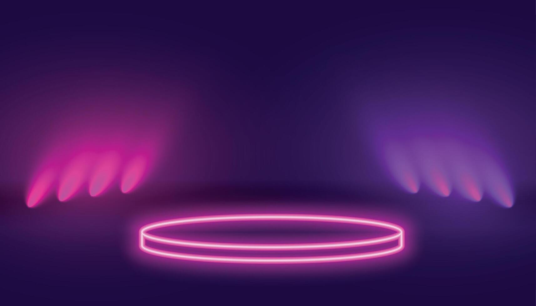 neon podium platform with light effect background vector