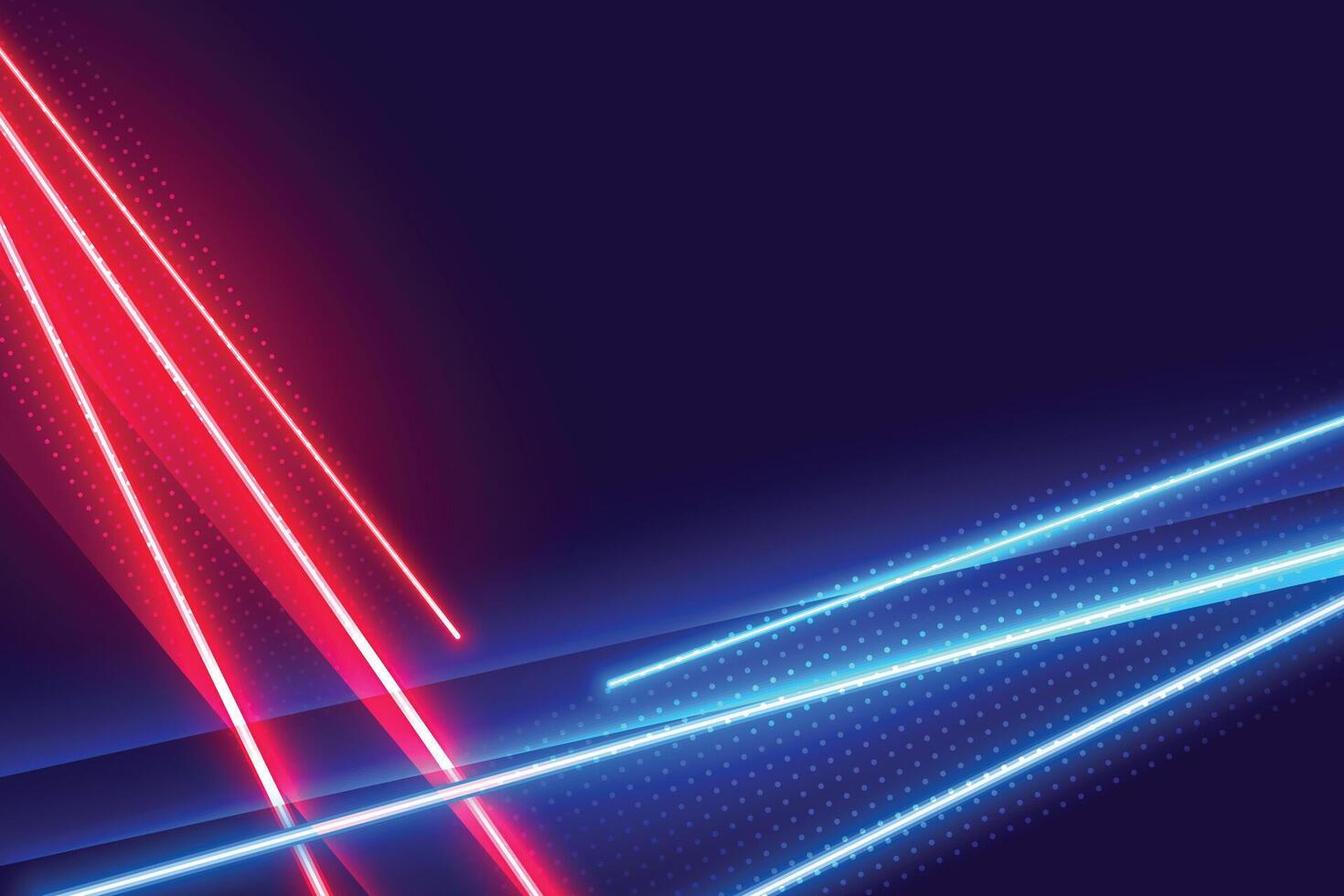 red and blue neon lights geometric background vector