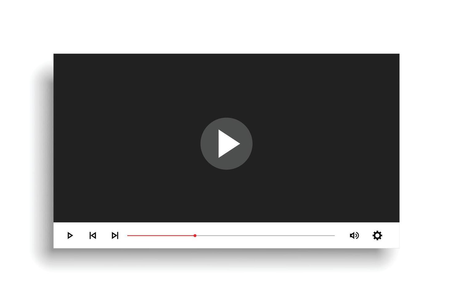 minimal white style video player mockup template design vector