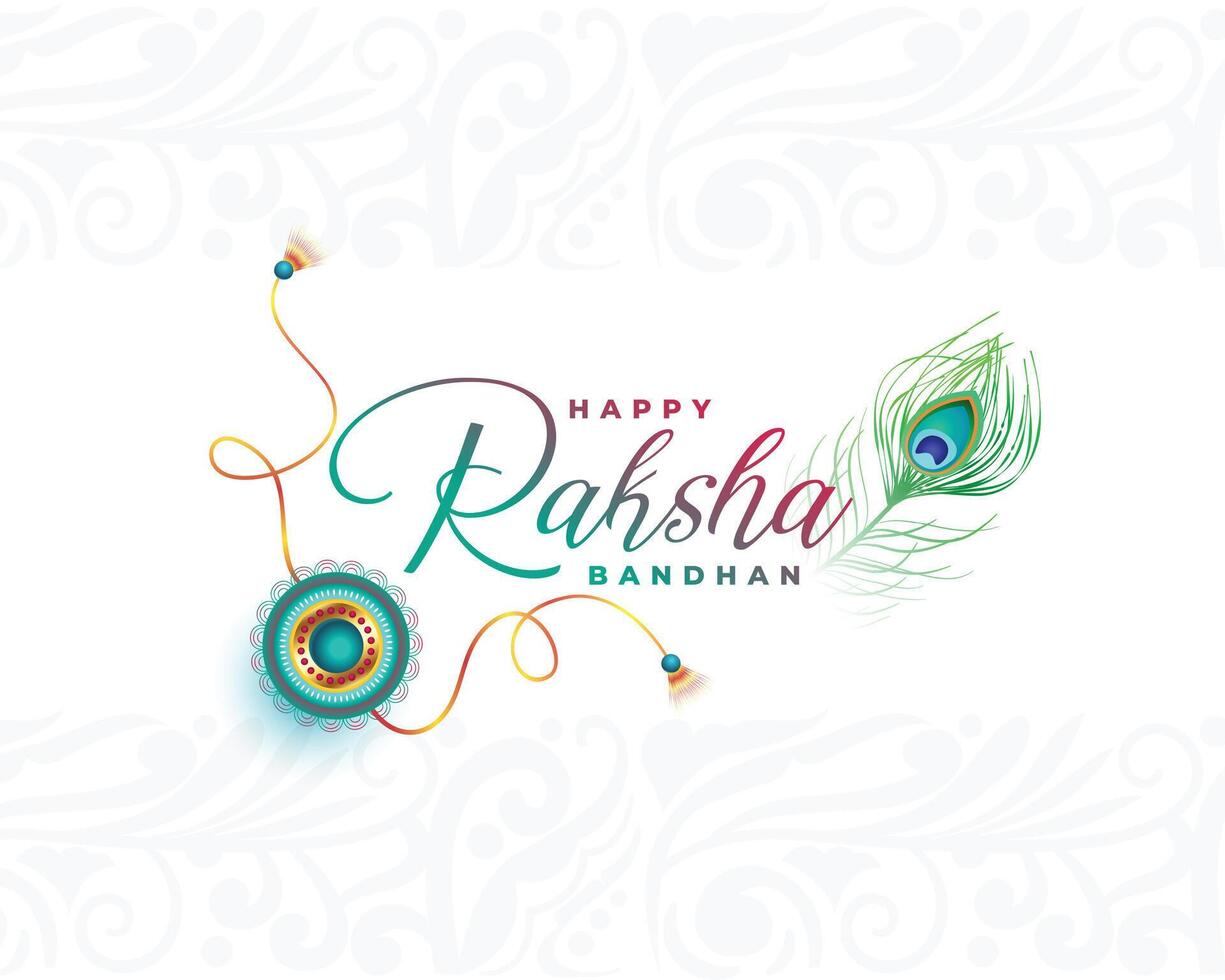 ethnic style raksha bandhan banner with peacock feather design vector
