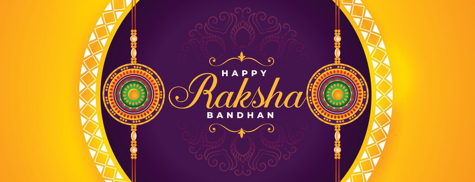 hermosa contento raksha Bandhan tradicional festival bandera vector