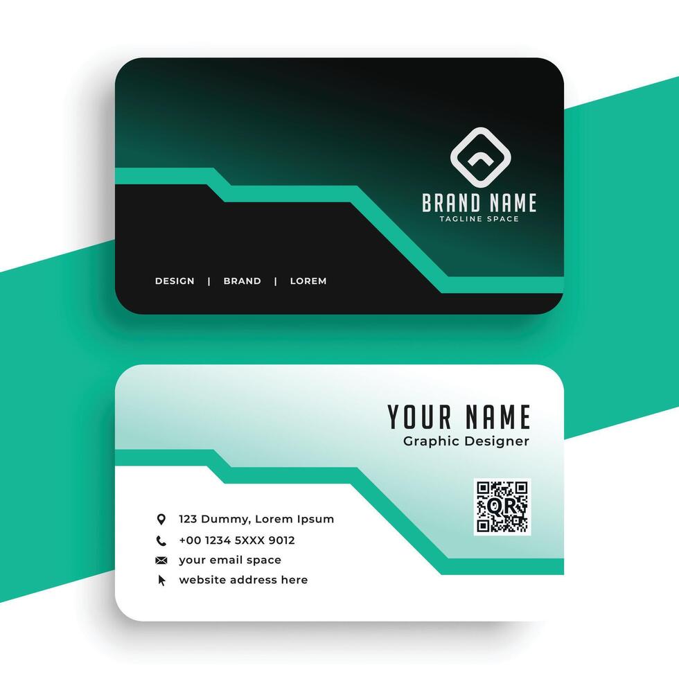 Abstract turquoise and black elegant business card template vector