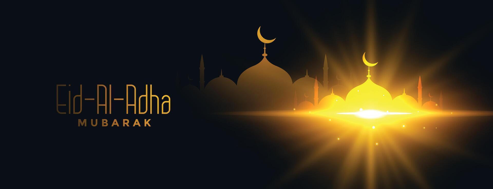 beautiful eid al adha festival glowing banner design vector