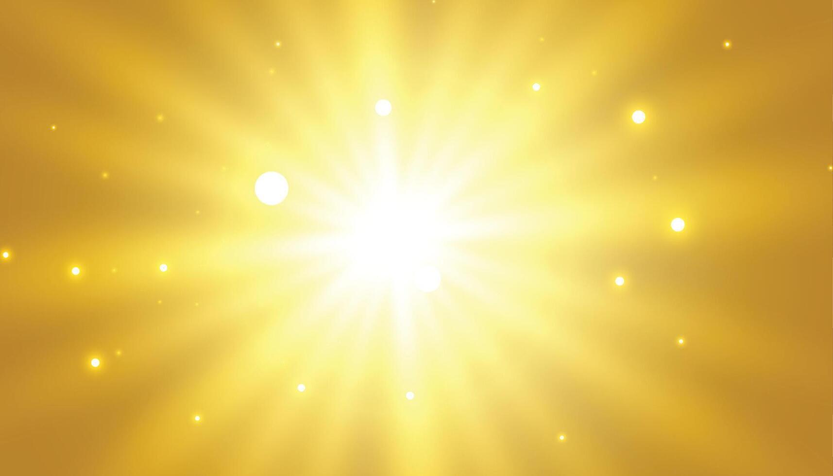 Golden background with glowing light effect rays design vector