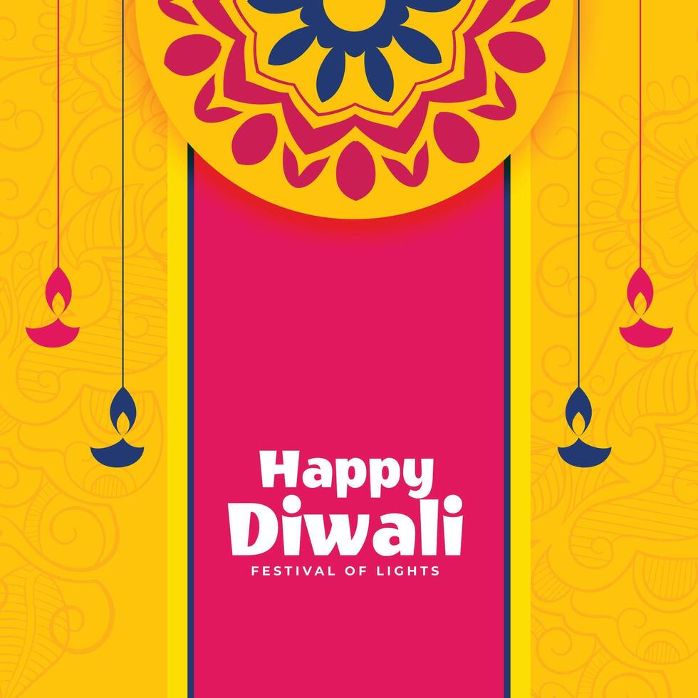 ethnic indian style happy diwali card banner background vector illustration