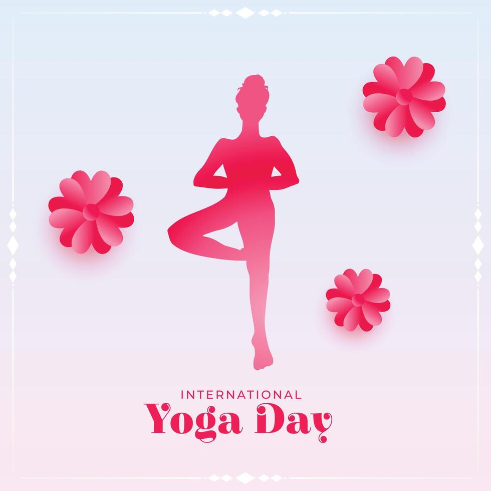 bonito yoga día flor póster diseño vector