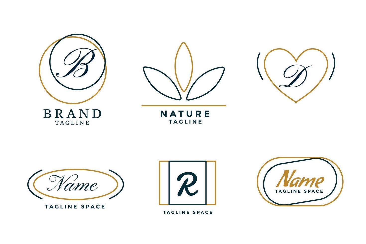 line style elegant minimal logos set of six vector