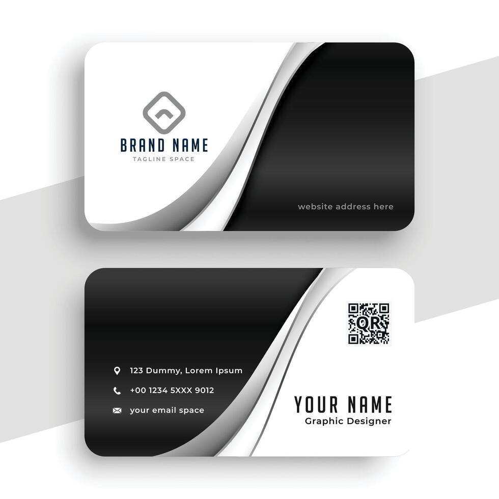 elegante negro y blanco ondulado negocio tarjeta diseño vector