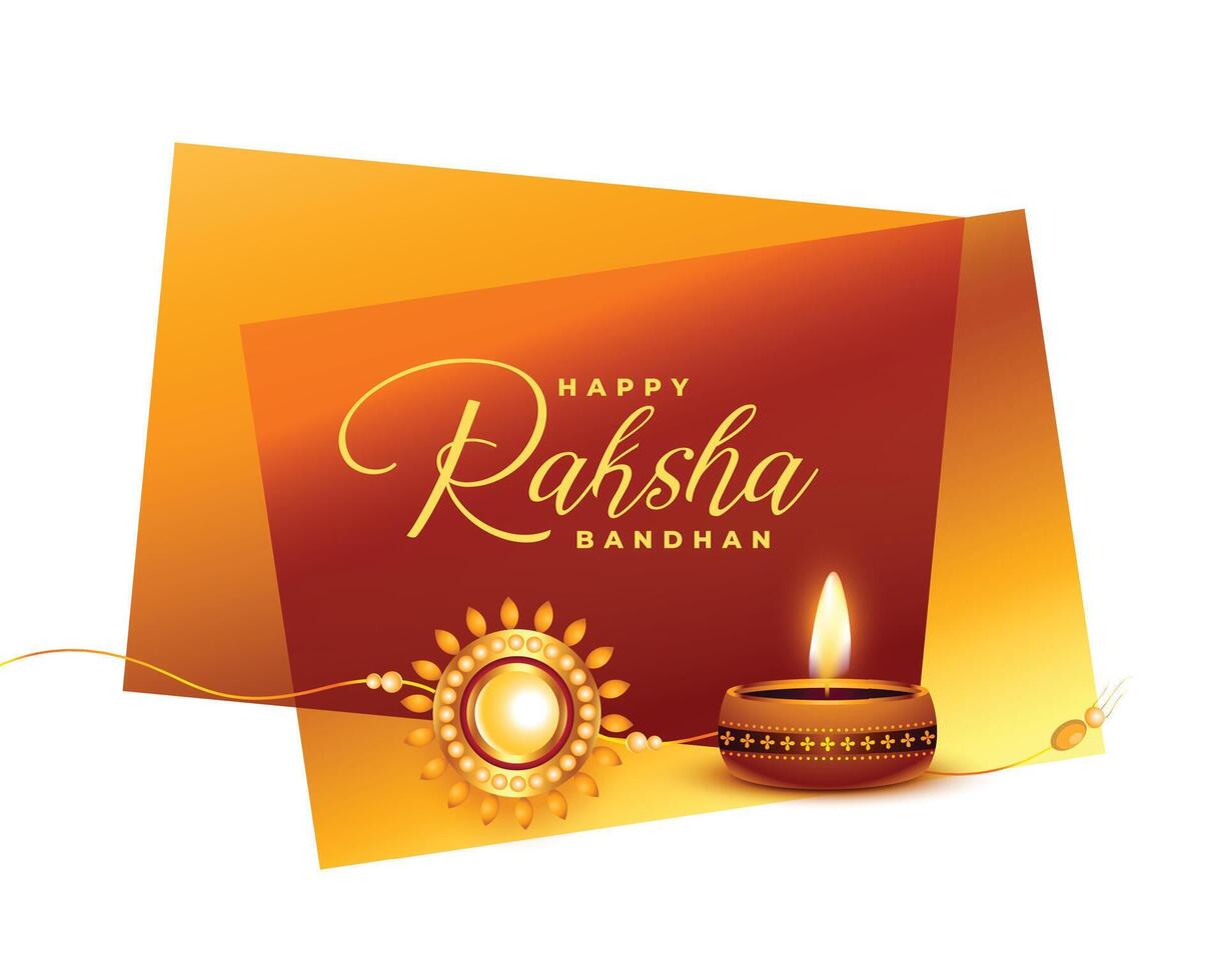 nice raksha bandhan celebration background with diya and rakhi design vector