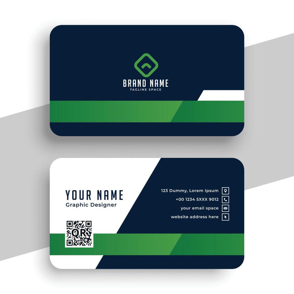 Corporate blue and green elegant business card template vector