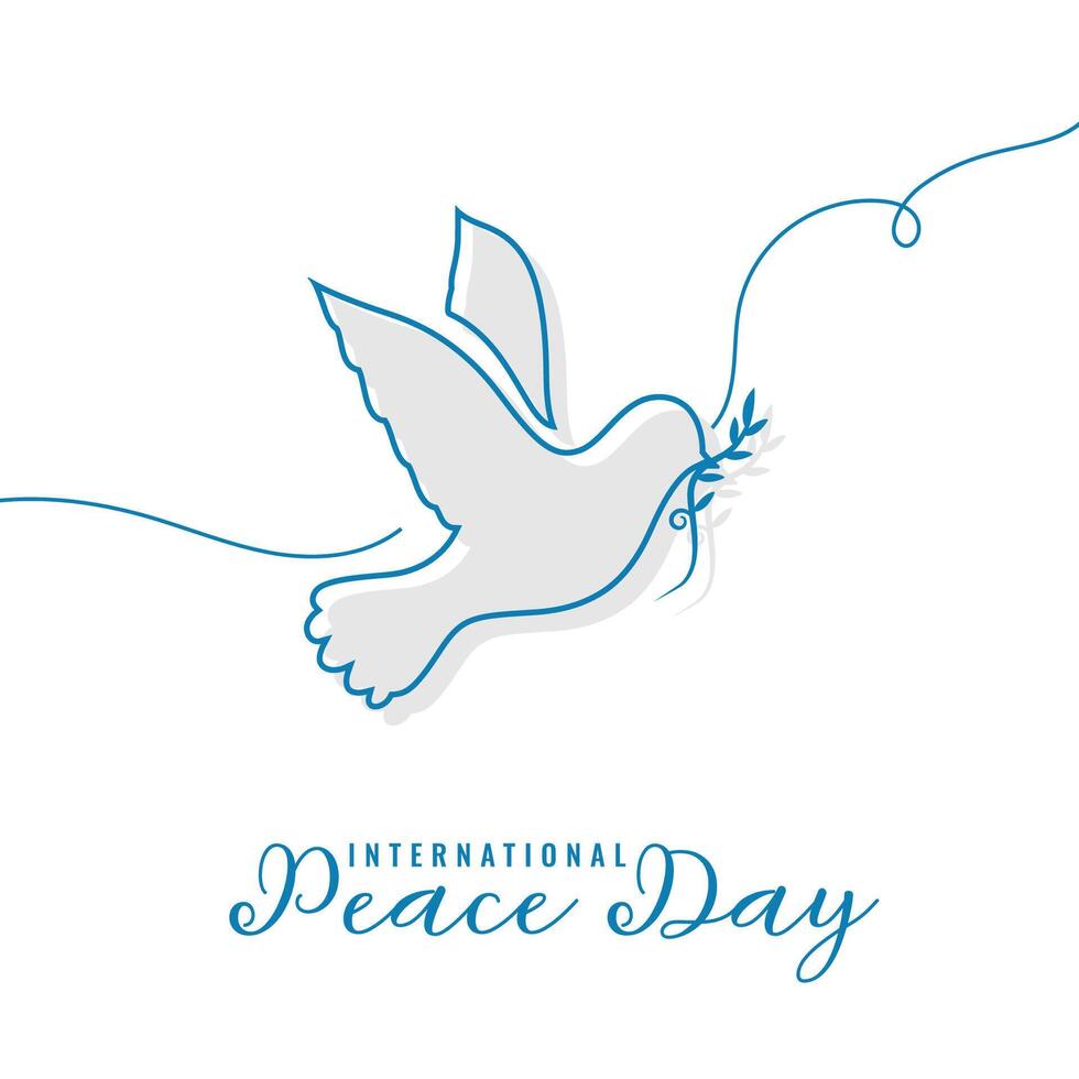 international peace day template with pigeon design in line style vector illustration