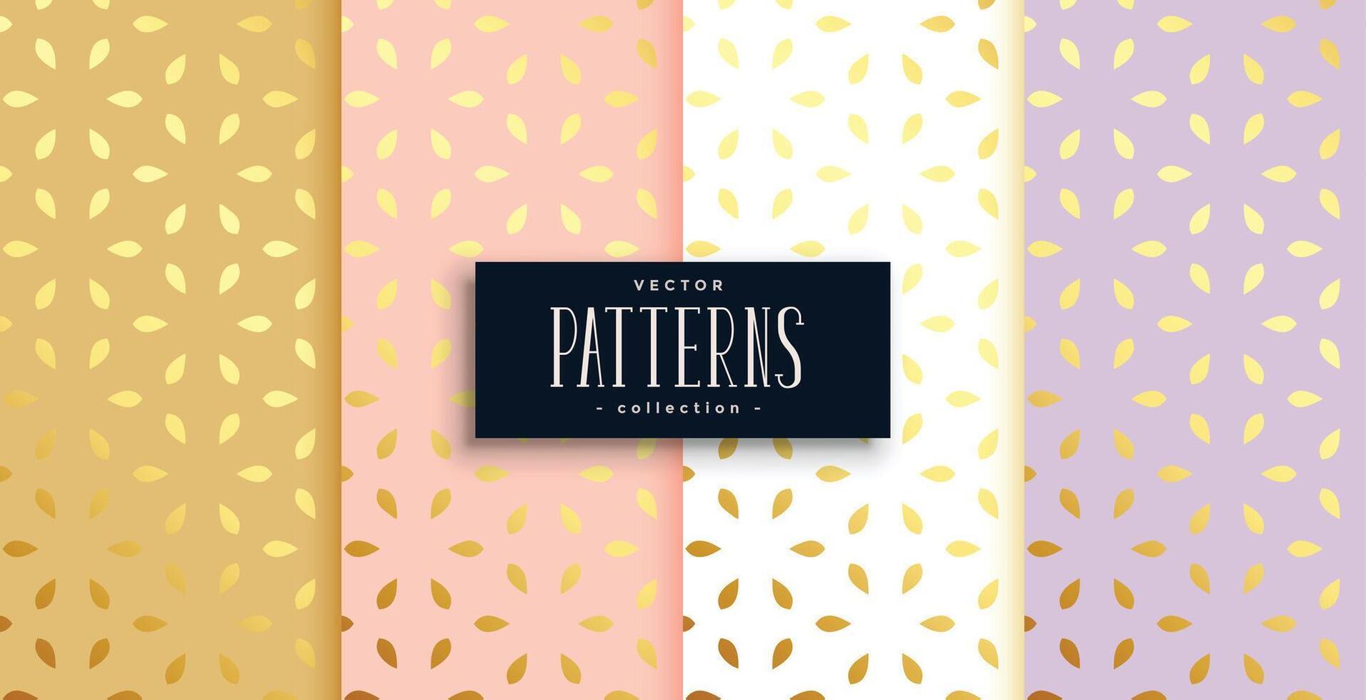 premium set of golden patterns on pastel color background vector