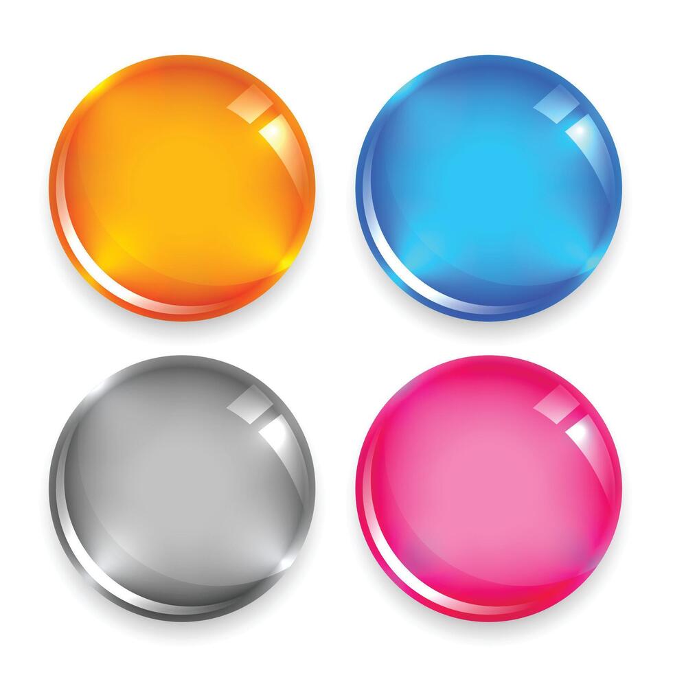 glossy circle buttons in four colors vector