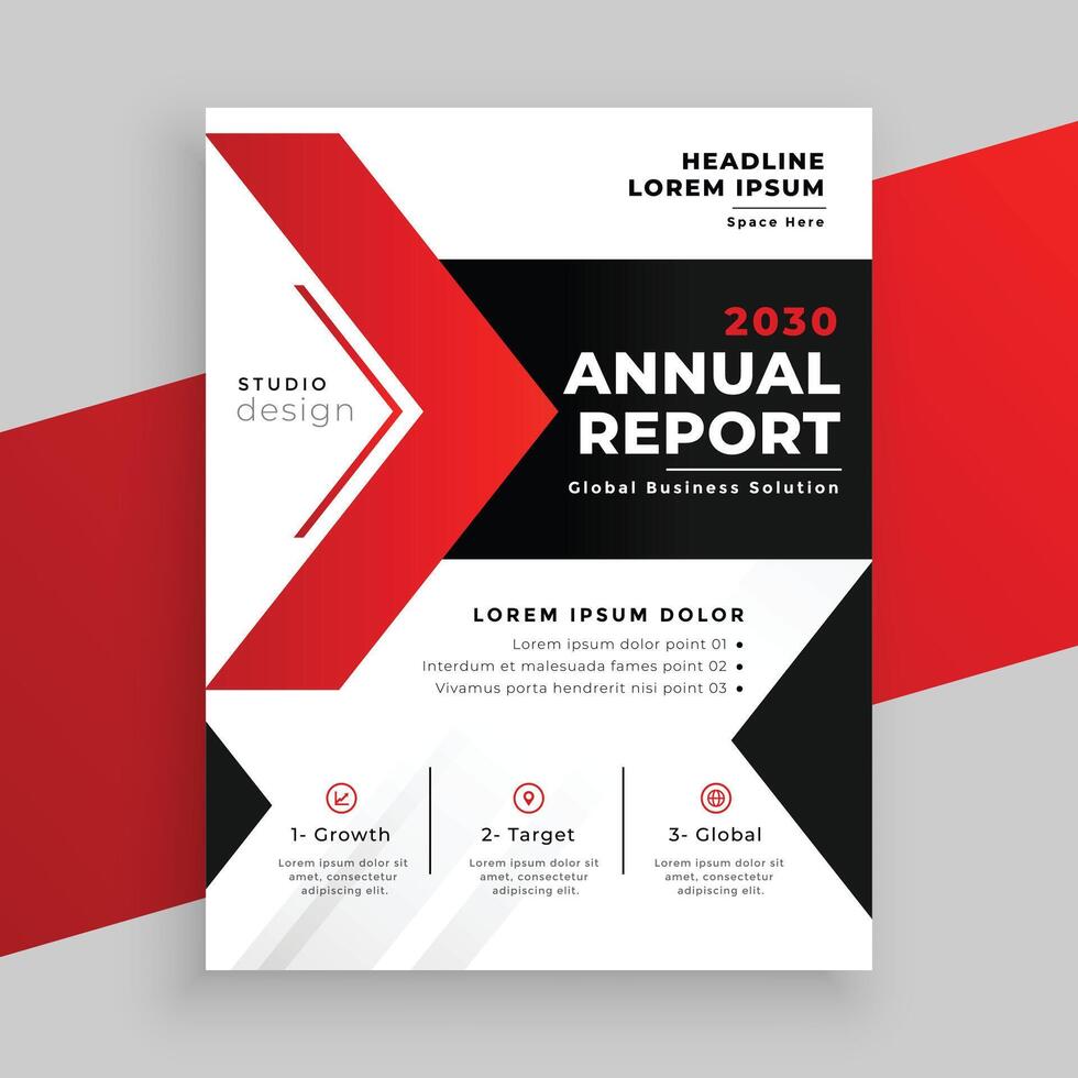modern red theme annual report business template design vector