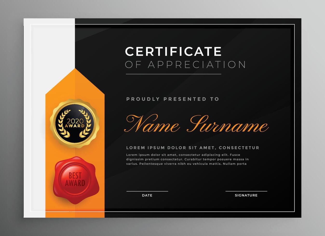 diploma certificate template in dark theme design vector