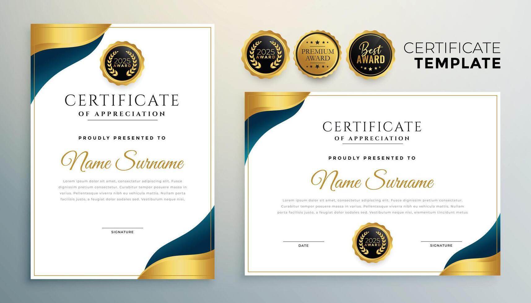 certificate award template for multipurpose use design vector