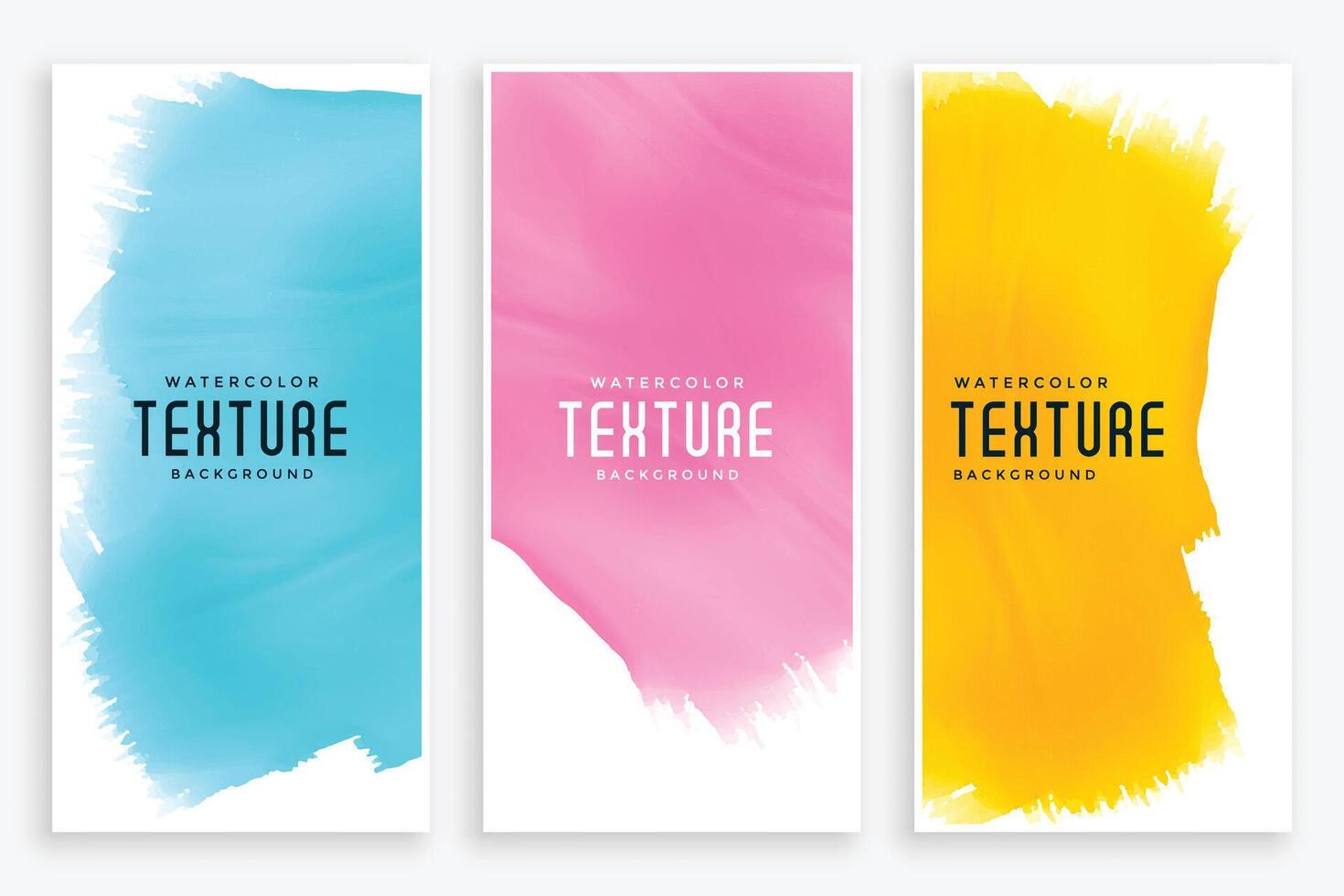 abstract watercolor banners set in three colors vector