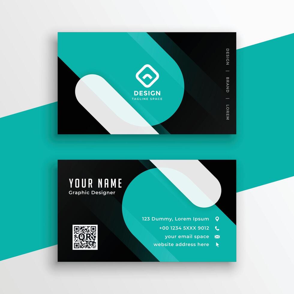 modern turquoise and black business card template design vector